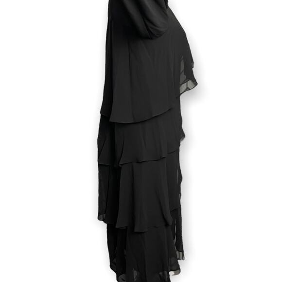 SLNY Long Sleeve Layered Ruffle Knee Length Dress Women's 10 Black Beaded NEW - Picture 5 of 8